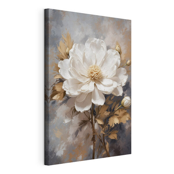 Tableaux Une fleur blanche avec des feuilles brunes