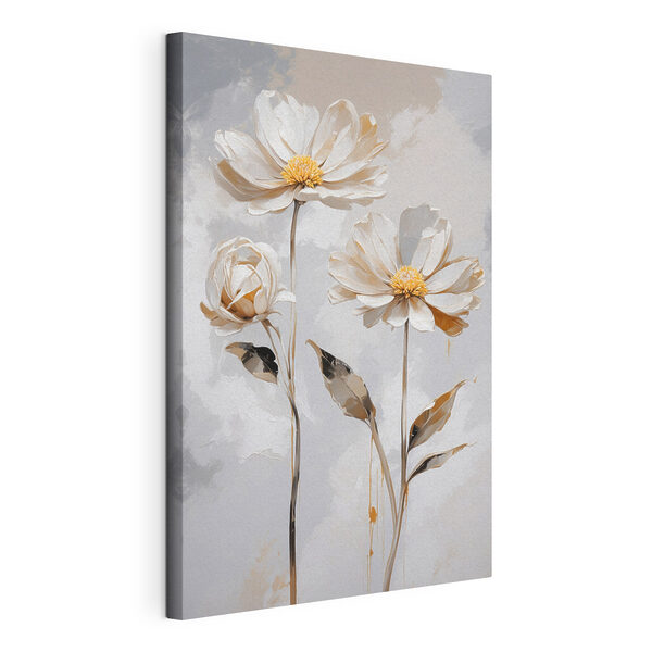 Un groupe de fleurs blanches avec des feuilles Tableaux Un groupe de fleurs blanches avec des feuilles