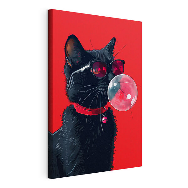 Un chat portant des lunettes de soleil et mâchant du chewing-gum Tableaux Un chat portant des lunettes de soleil et mâchant du chewing-gum