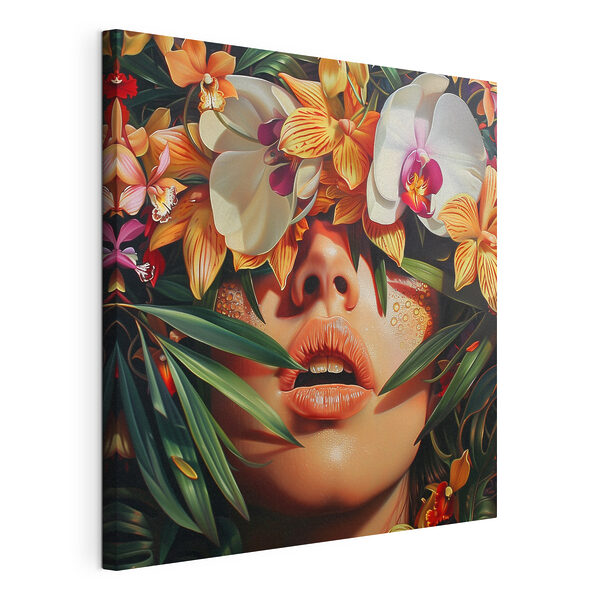 Femme avec des fleurs sur la tête Tableaux Femme avec des fleurs sur la tête