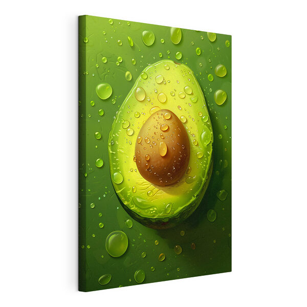 Tableaux Un avocat frais parsemé de petites gouttelettes pétillantes