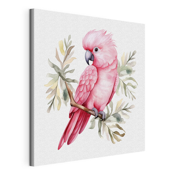 A pink bird on a branch A pink bird on a branch