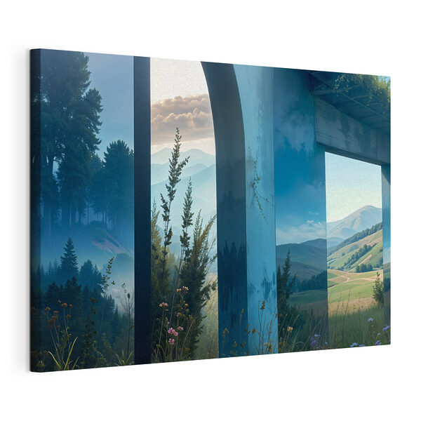 Vue d'un paysage à travers une fenêtre Tableaux Vue d'un paysage à travers une fenêtre