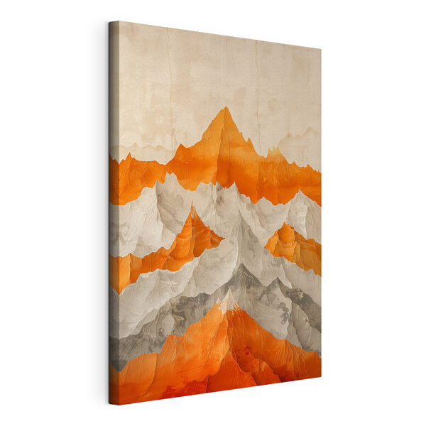 Peinture de montagnes en orange et blanc Tableaux Peinture de montagnes en orange et blanc