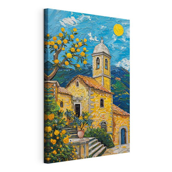 Tableaux Peinture d'un bâtiment avec un clocher