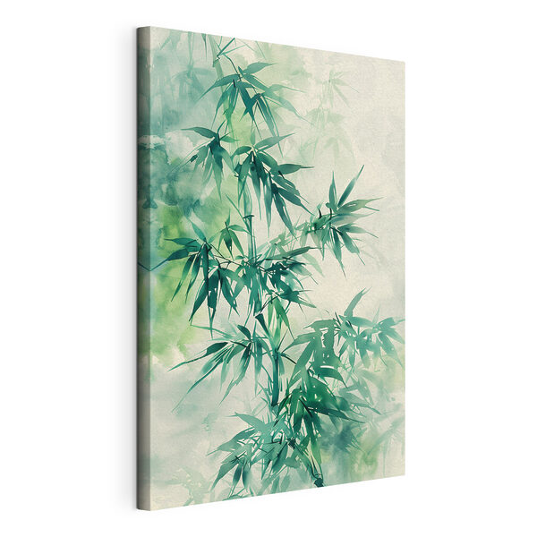 Tableaux Tableaux Des feuilles de bambou sereines aux teintes douces (UGS : s39809)