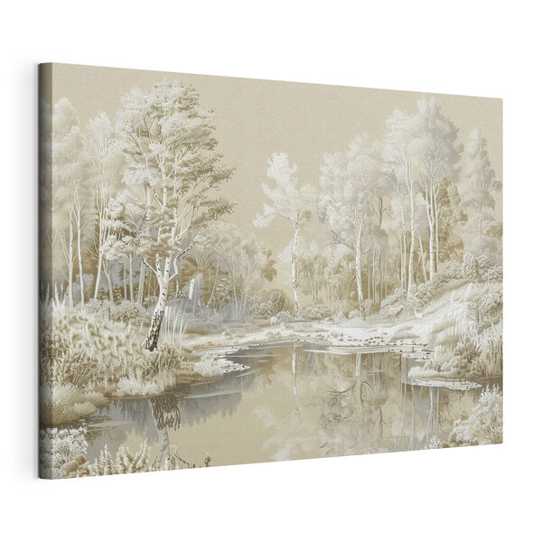 Tableaux Rivière avec arbres et neige