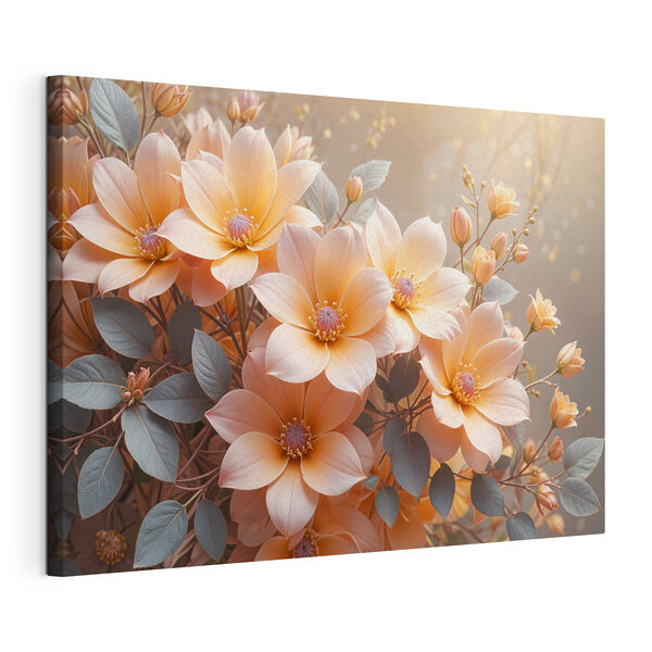 Tableaux Groupe de fleurs avec feuilles