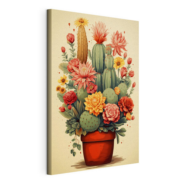 Cactus and flowers in a pot Cactus and flowers in a pot