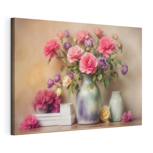 Tableaux Tableaux Vase avec des fleurs sur une étagère (UGS : s40333)