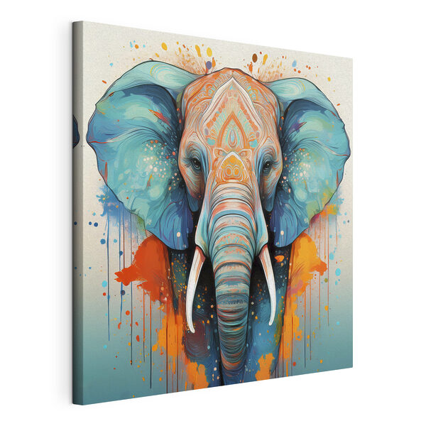 Un éléphant avec des éclaboussures de peinture colorée Tableaux Un éléphant avec des éclaboussures de peinture colorée