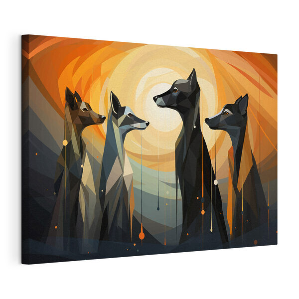 Groupe de chiens se regardant les uns les autres Tableaux Groupe de chiens se regardant les uns les autres