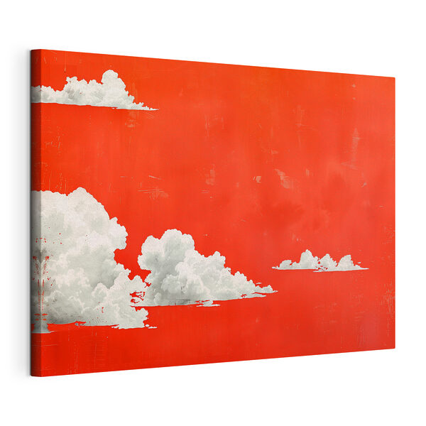 Tableaux Nuages blancs sur fond rouge
