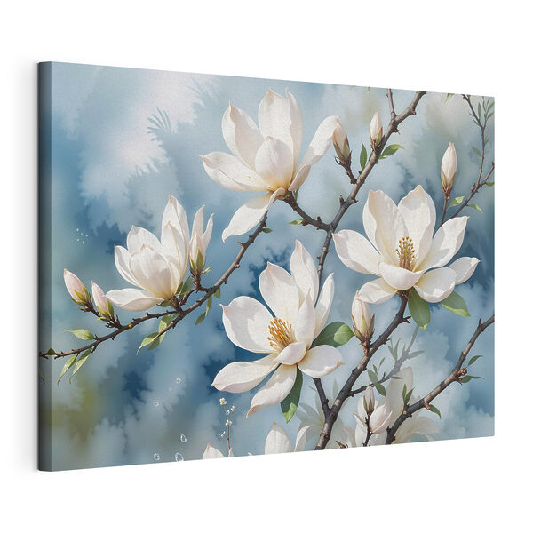 Groupe de fleurs blanches sur une branche d'arbre Tableaux Groupe de fleurs blanches sur une branche d'arbre
