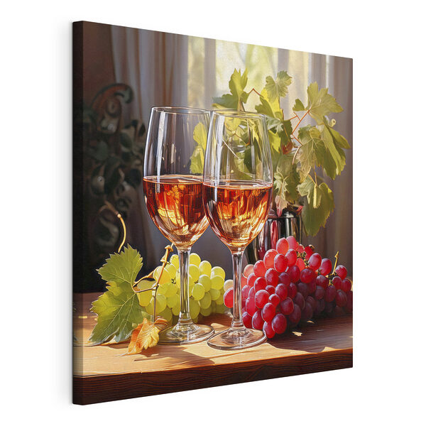 Tableaux Deux verres de vin à côté de raisins