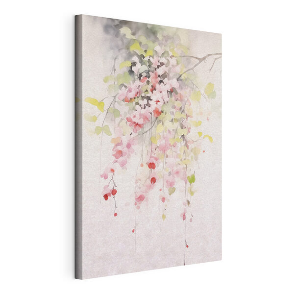 Aquarelle de fleurs roses et de feuilles vertes Tableaux Aquarelle de fleurs roses et de feuilles vertes