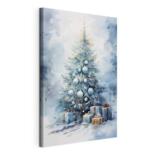Aquarelle d'un arbre de Noël avec des cadeaux Tableaux Aquarelle d'un arbre de Noël avec des cadeaux