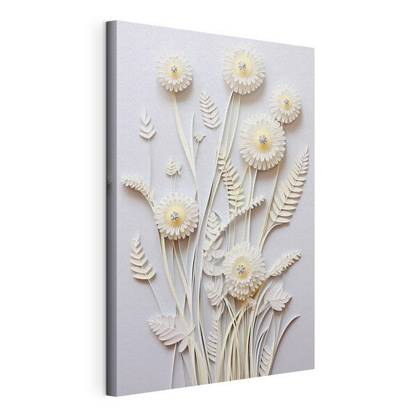 Fleurs en papier blanc découpées Tableaux Fleurs en papier blanc découpées
