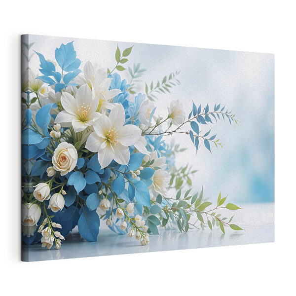 Bouquet de fleurs blanches et bleues Tableaux Bouquet de fleurs blanches et bleues