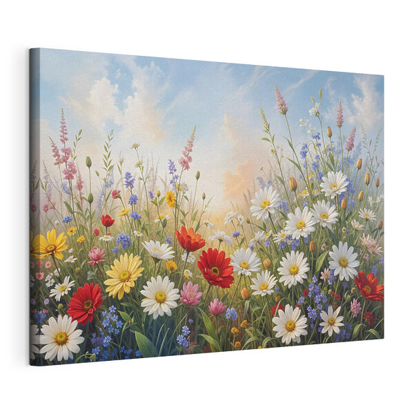 Tableaux Champ de fleurs avec ciel bleu et nuages (UGS : s41725) Tableaux Tableaux Champ de fleurs avec ciel bleu et nuages (UGS : s41725)