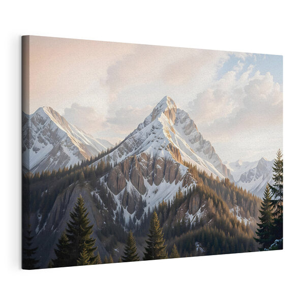 Snowy mountain with trees