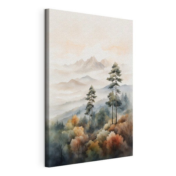 Aquarelle d'arbres et de montagnes Tableaux Aquarelle d'arbres et de montagnes