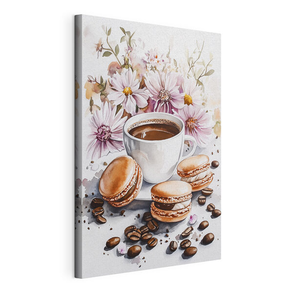 Aquarelle d'une tasse de café et de biscuits Tableaux Aquarelle d'une tasse de café et de biscuits