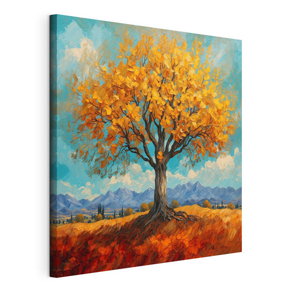 Tableaux Peinture d'un arbre aux feuilles jaunes