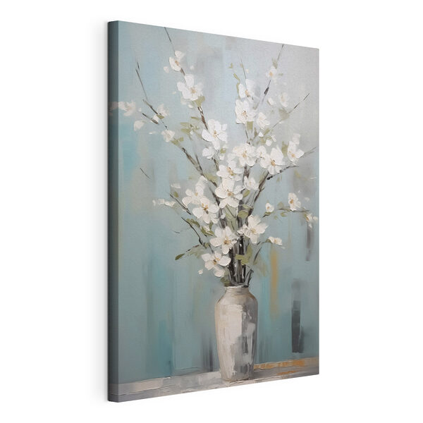 Tableaux Peinture d'un vase avec des fleurs blanches