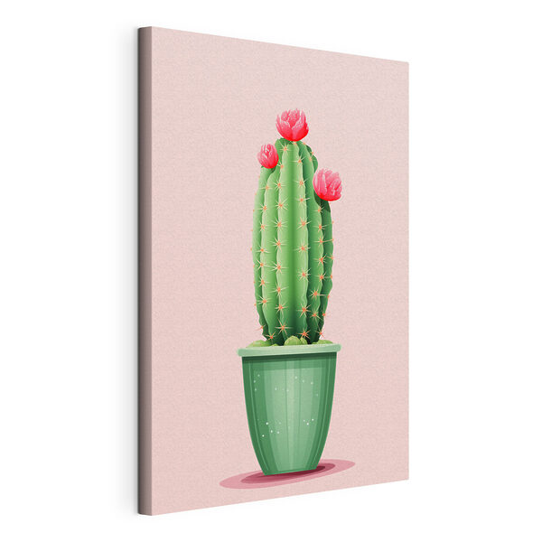 Tableaux Cactus avec fleurs dans un pot