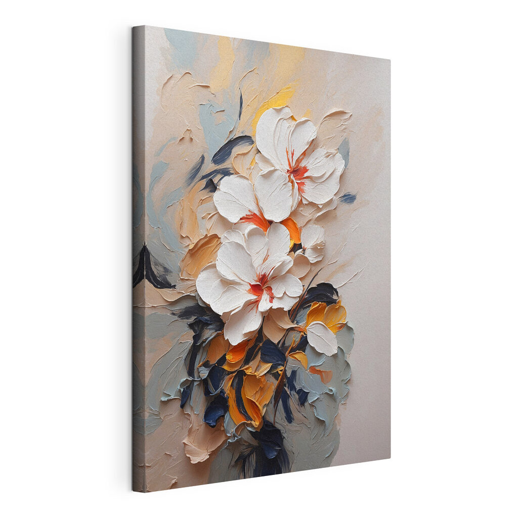 A painting of flowers on a wall