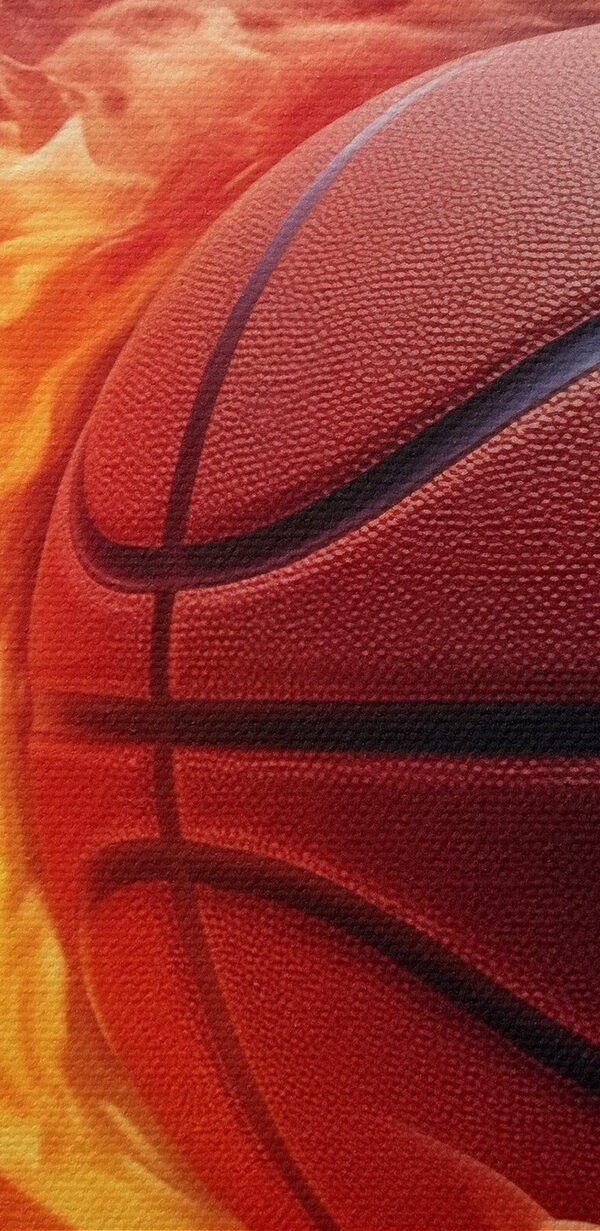 Basketball in flames on a black background