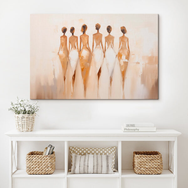 Painting of a group of women in white dresses Painting of a group of women in white dresses