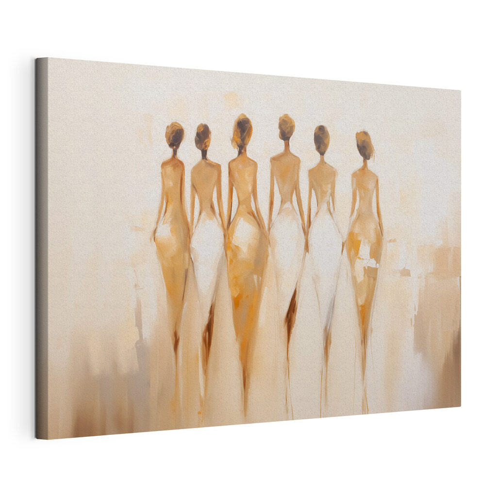 Painting of a group of women in white dresses Painting of a group of women in white dresses