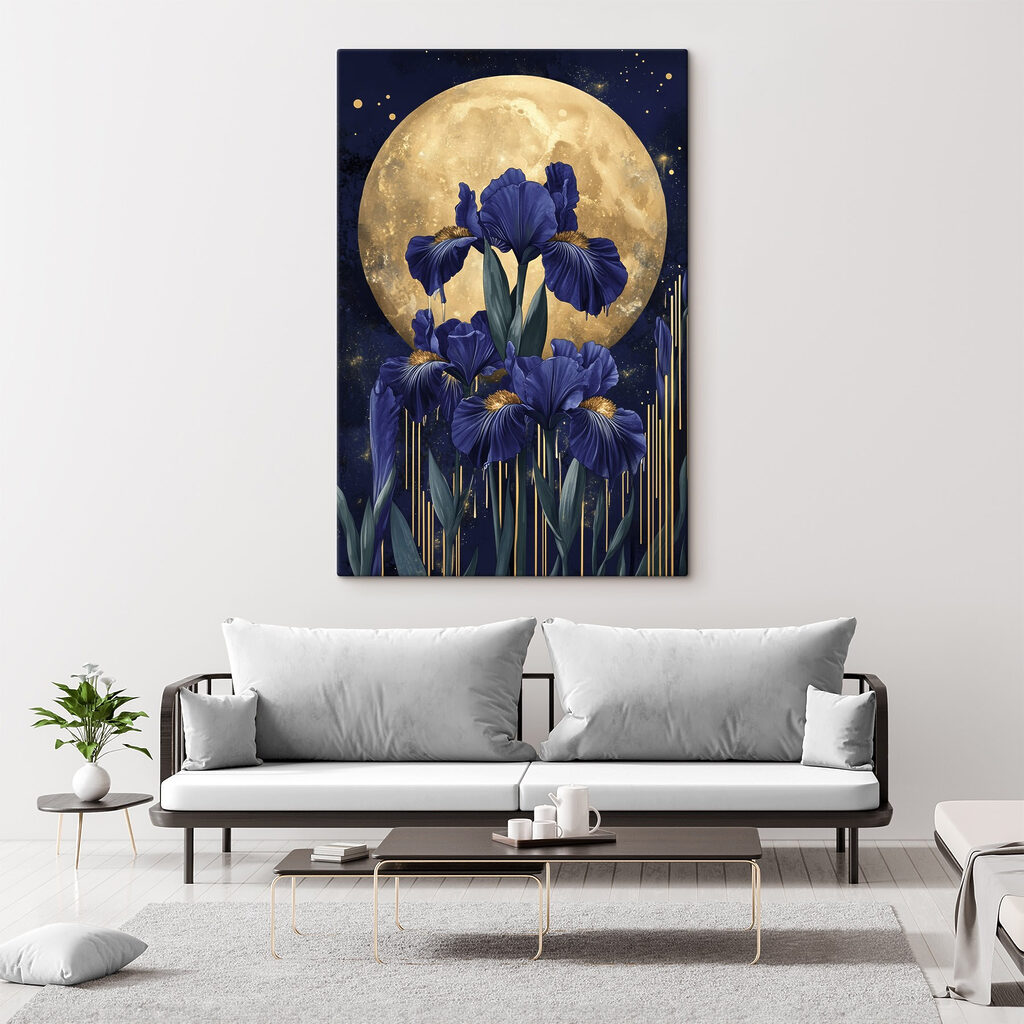 Painting of flowers and a moon Painting of flowers and a moon