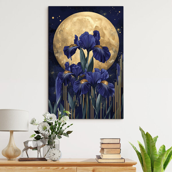Painting of flowers and a moon Painting of flowers and a moon