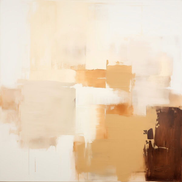 Painting of a white wall with brown squares