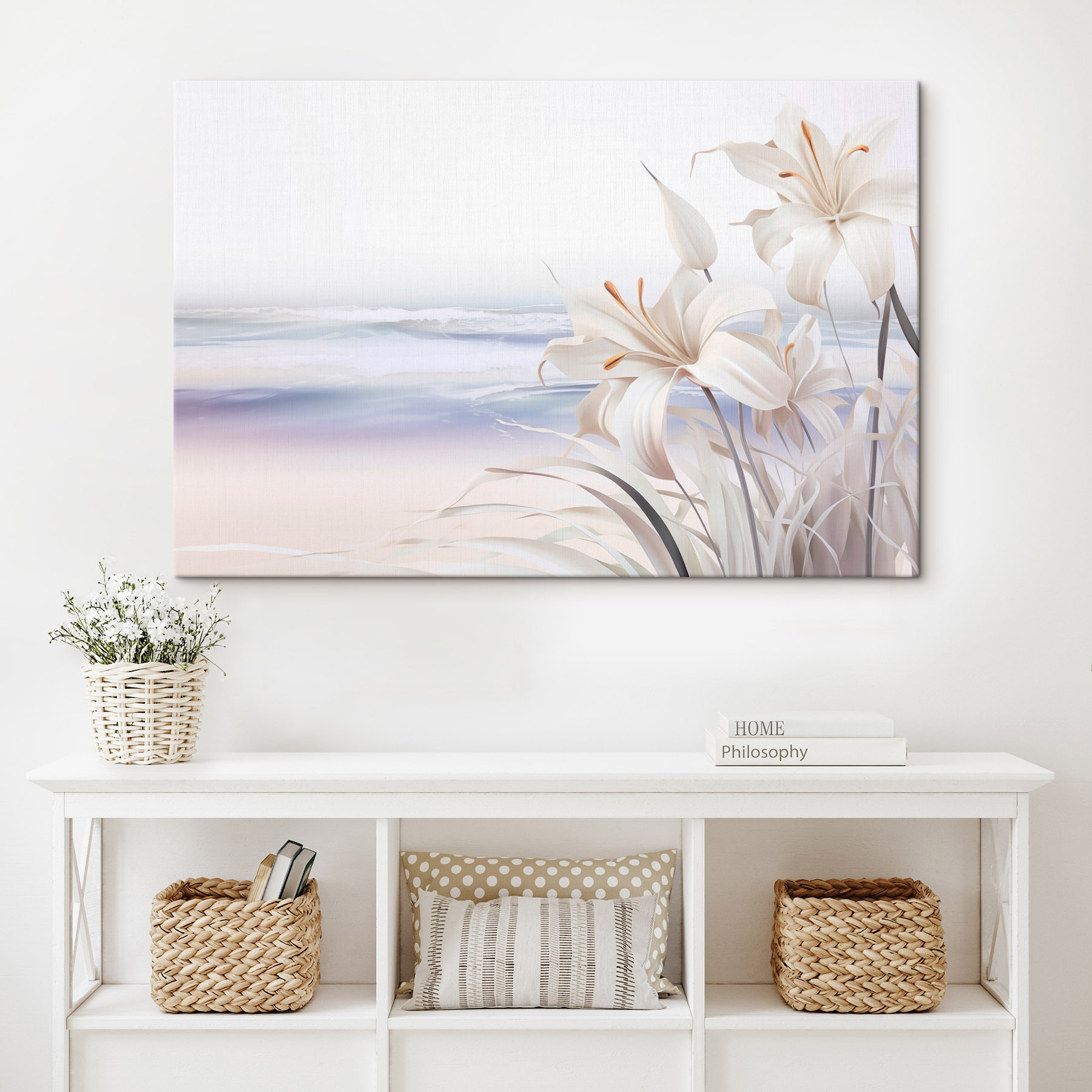 White flowers on a beach