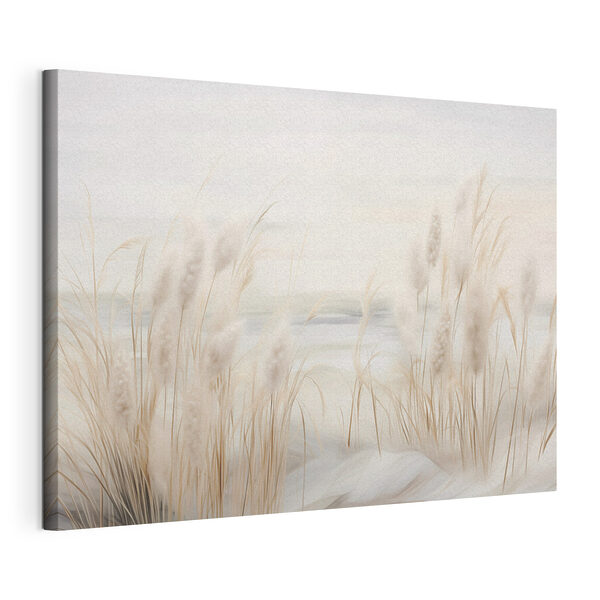 - Serene landscape with soft grasses
