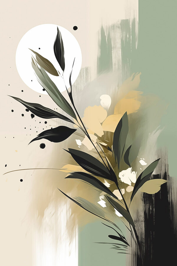 Painting of a plant with leaves