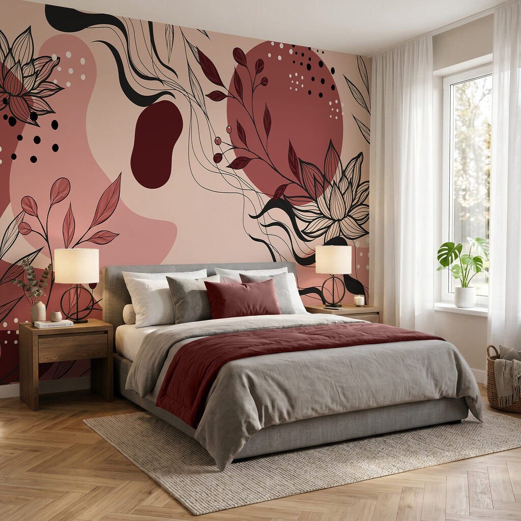 Motif floral abstrait aux teintes douces