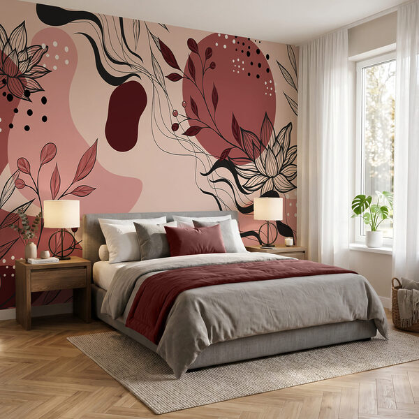 Motif floral abstrait aux teintes douces