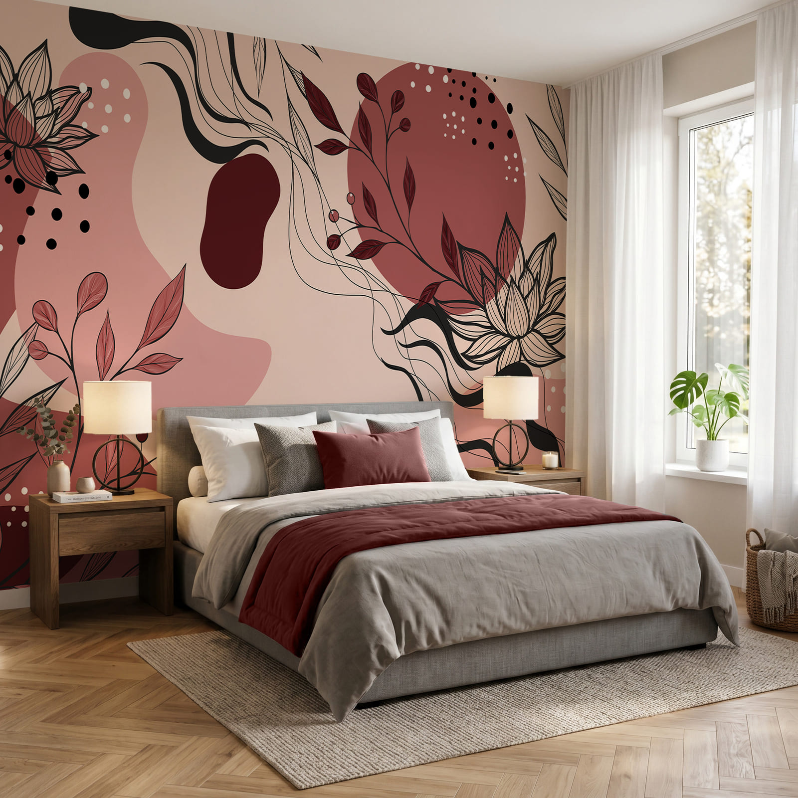 Motif floral abstrait aux teintes douces