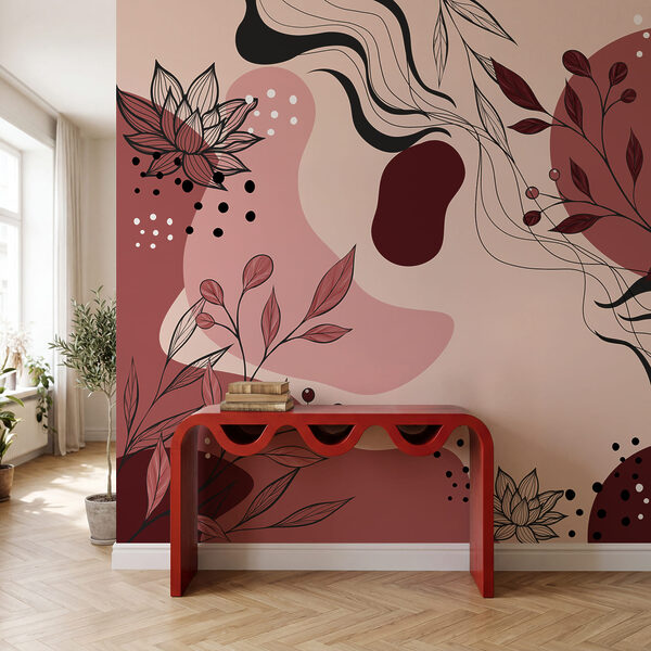 Motif floral abstrait aux teintes douces