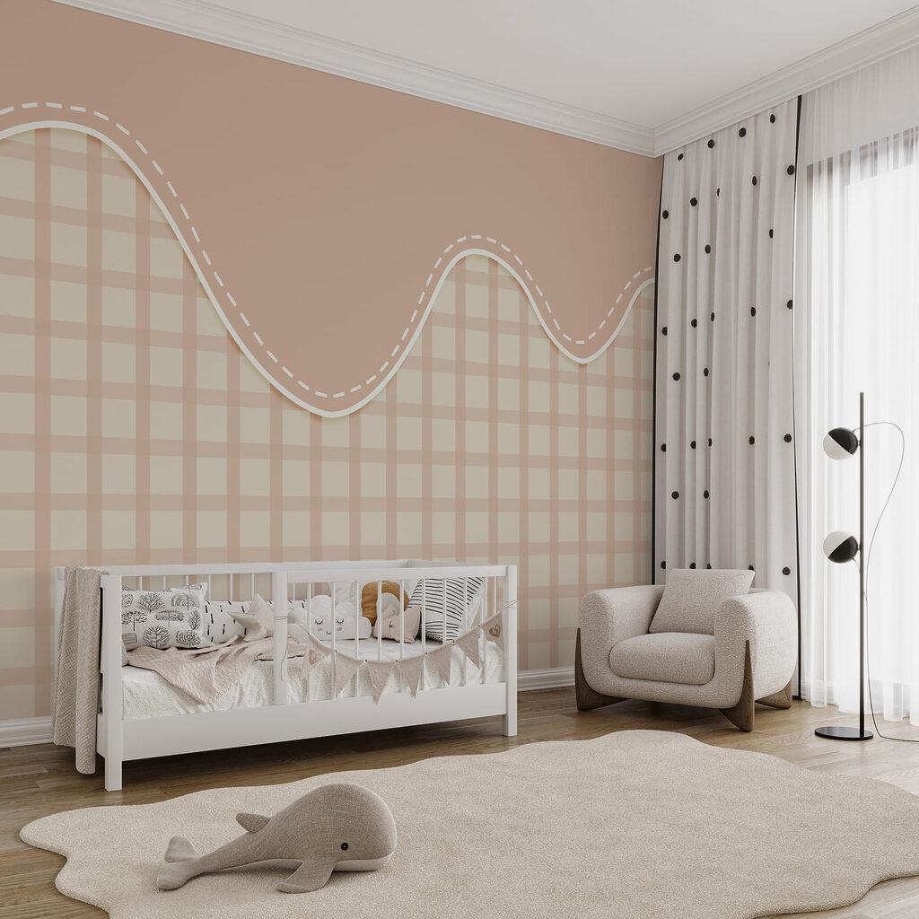 Grille rose et blanche avec une ligne blanche
