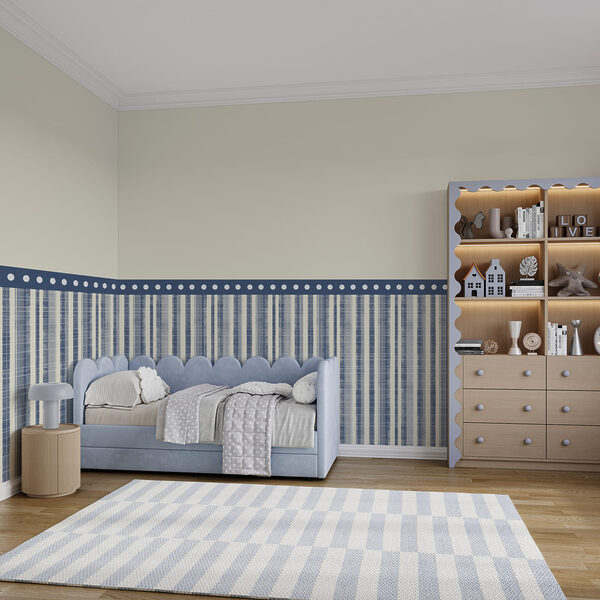 Bande de tissu bleu et blanc