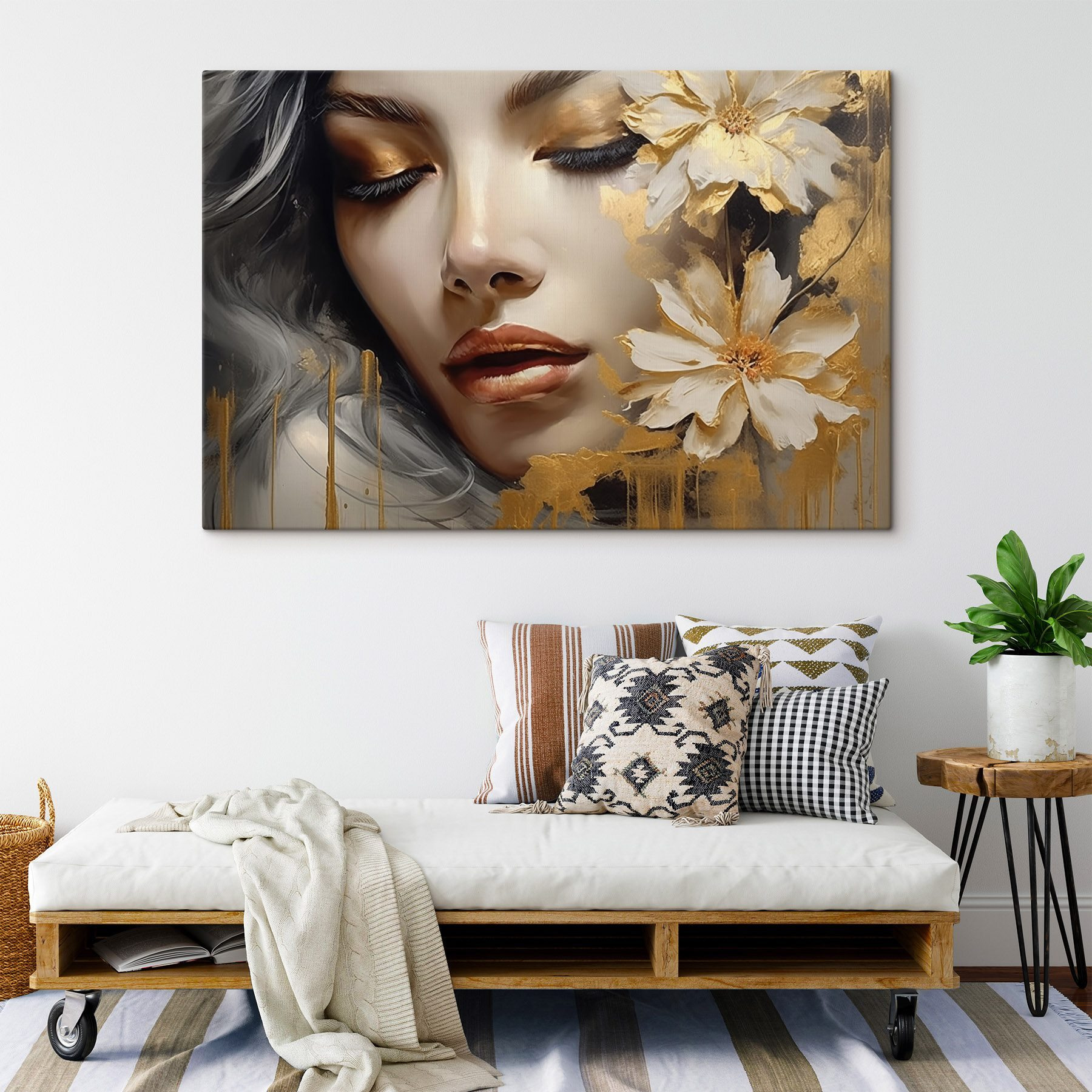 - Ethereal beauty with floral accents