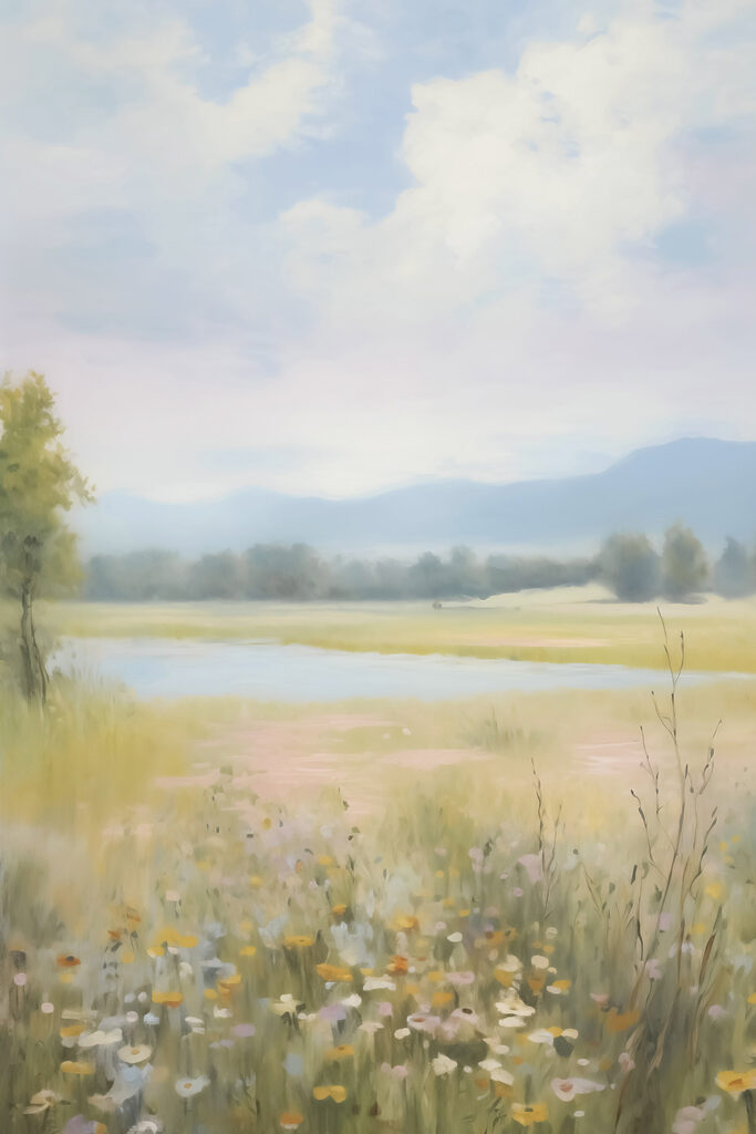 Field of flowers and trees Field of flowers and trees