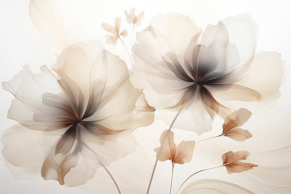 Soft, delicate flowers in warm hues
