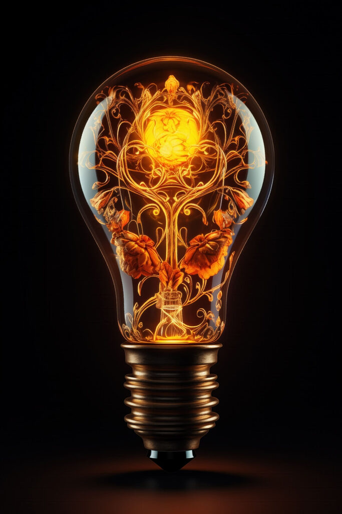 Light bulb with a floral design